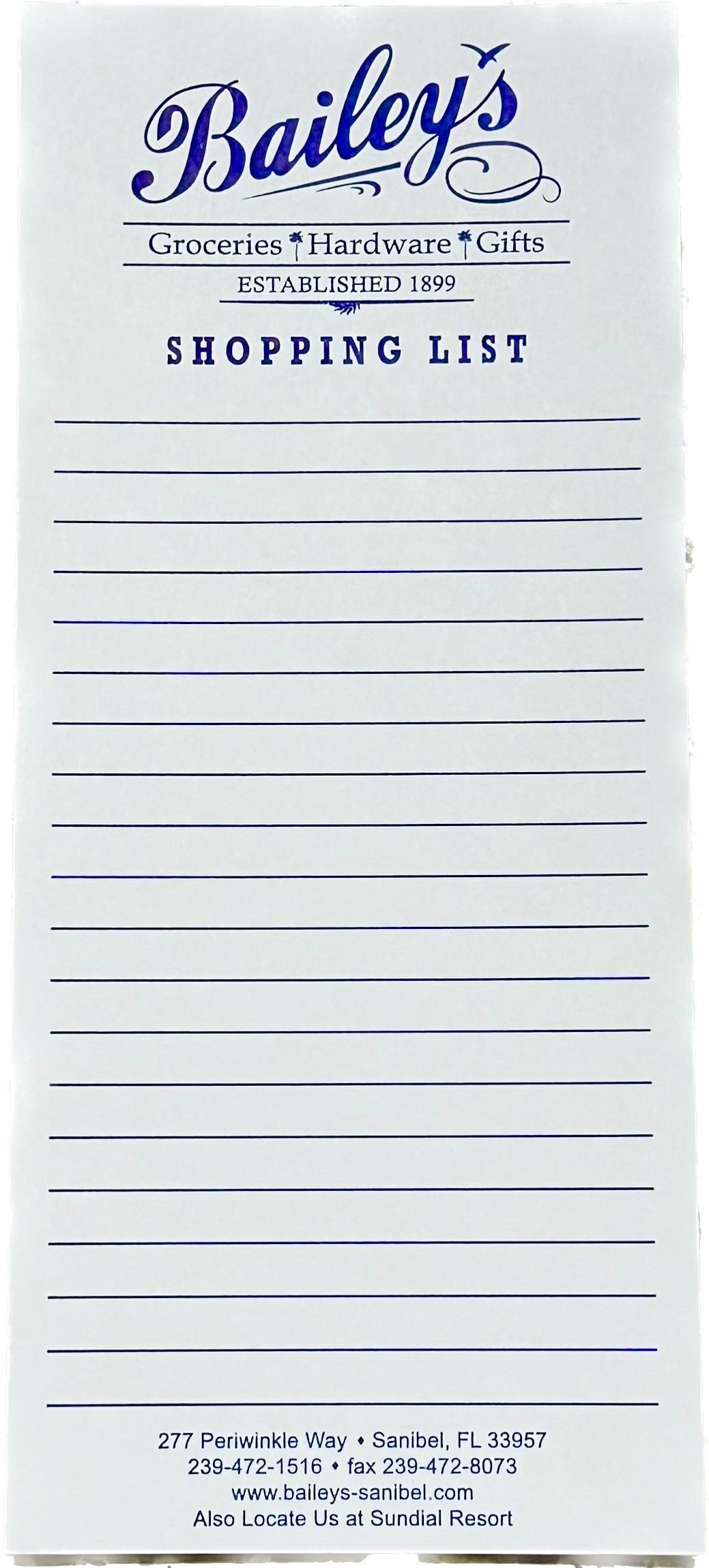 Bailey’s Shopping List