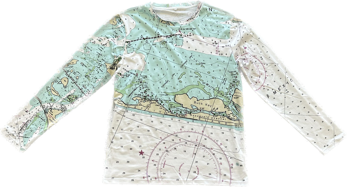 Sanibel & Captiva Nautical Chart Performance Long Sleeve Shirt
