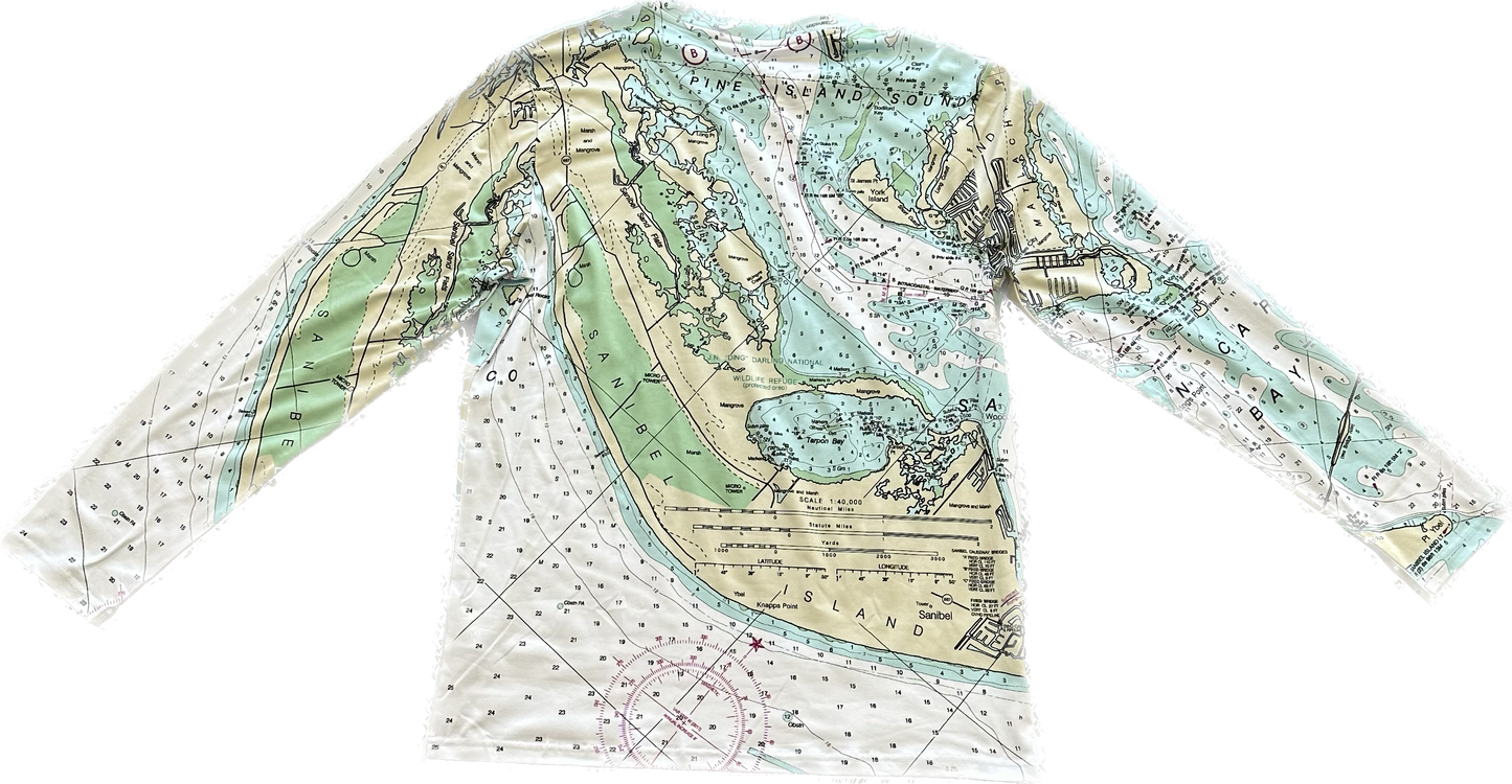 Sanibel & Captiva Nautical Chart Performance Long Sleeve Shirt