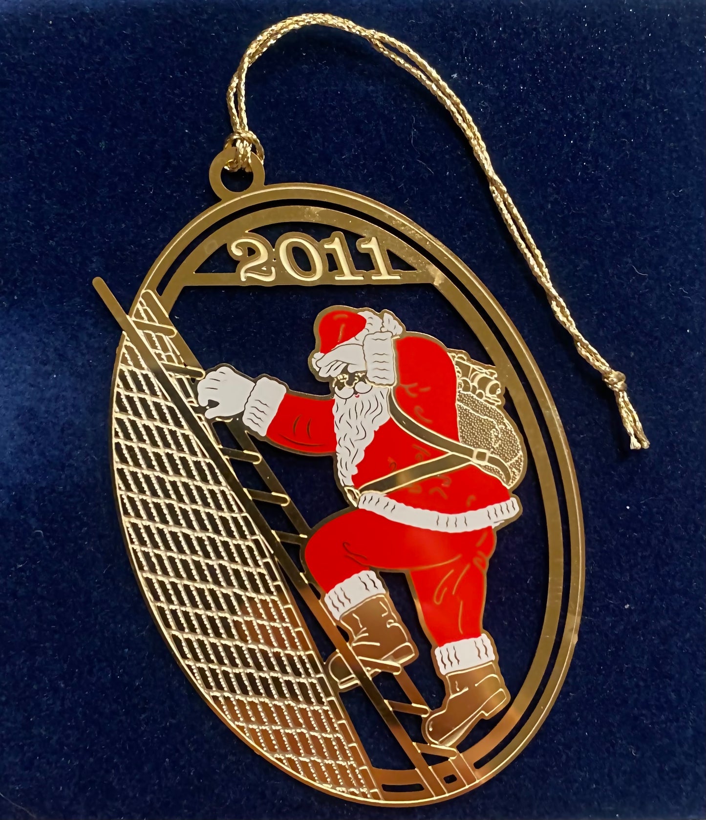 Santa Climbing Bailey's General Store Christmas Ornament