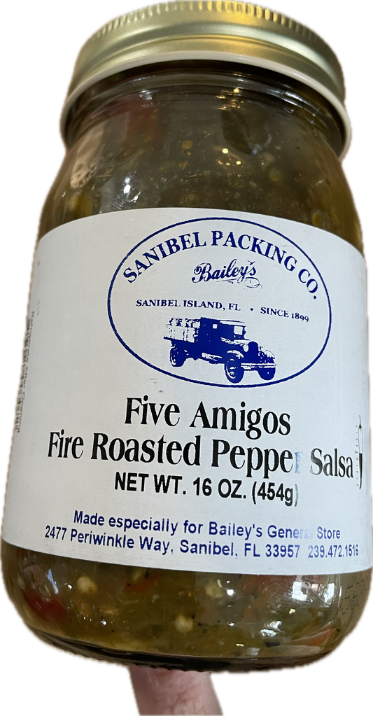 Five Amigos Fire Roasted Pepper Salsa by Sanibel Packing Company