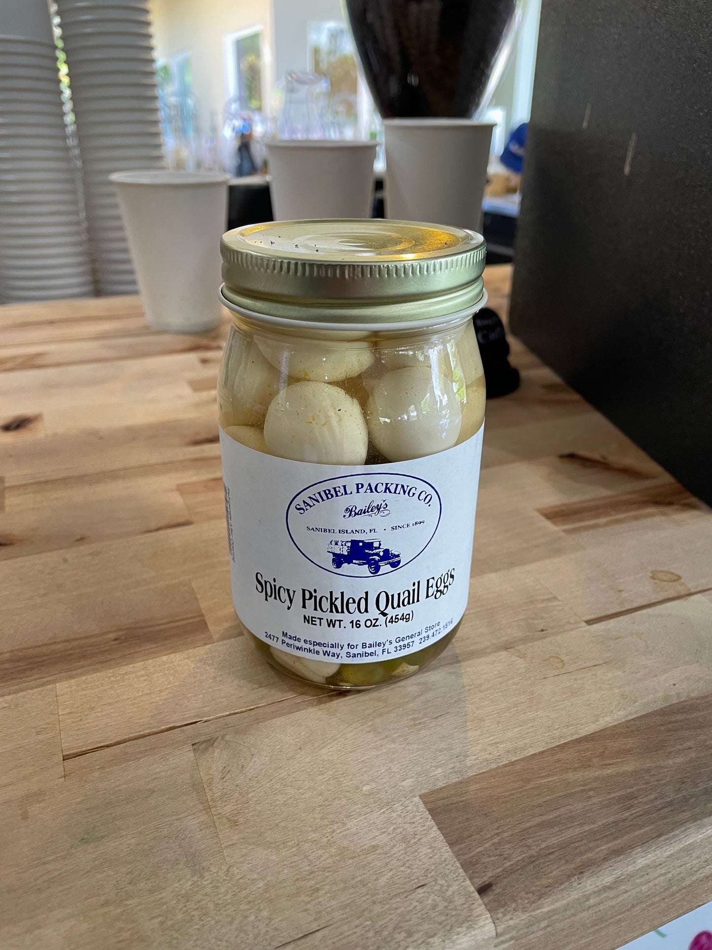 Spicy Pickled Quail Eggs by Sanibel Packing Company