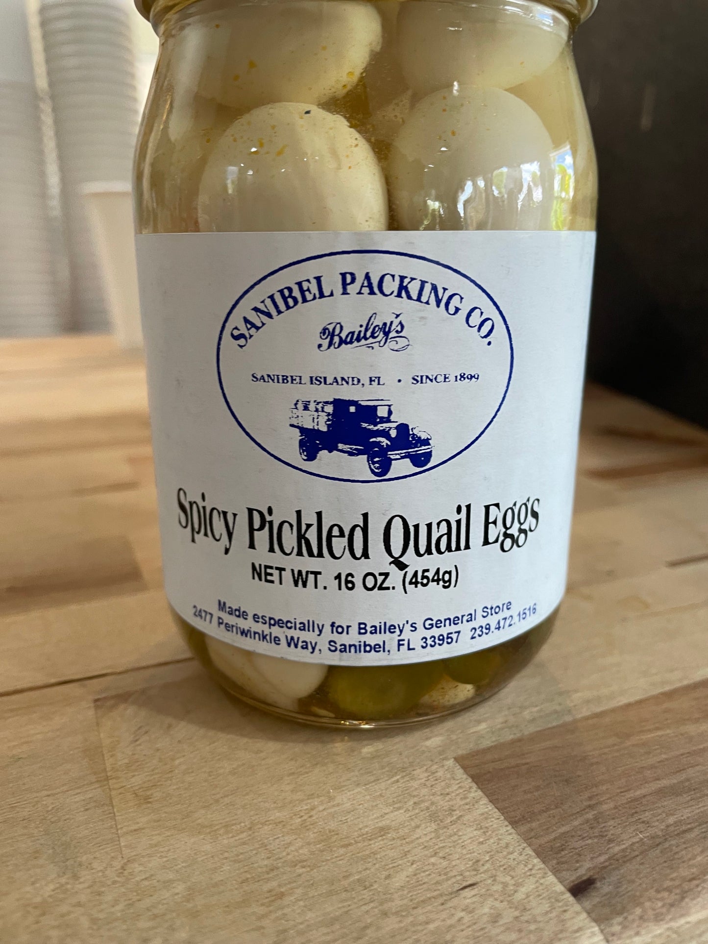 Spicy Pickled Quail Eggs by Sanibel Packing Company