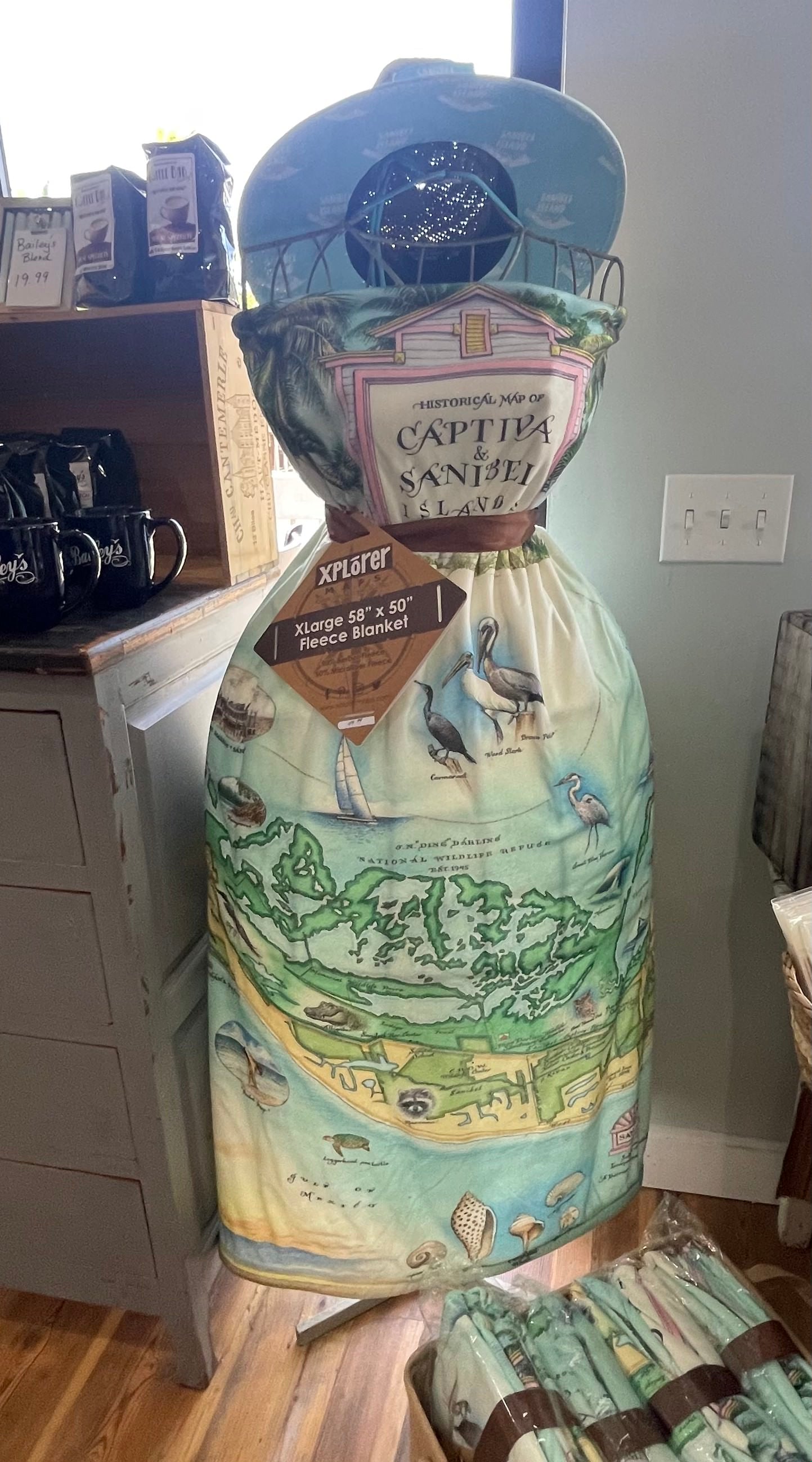 Sanibel Captiva Vintage Map 58x50in Fleece Blanket by Xplorer Maps