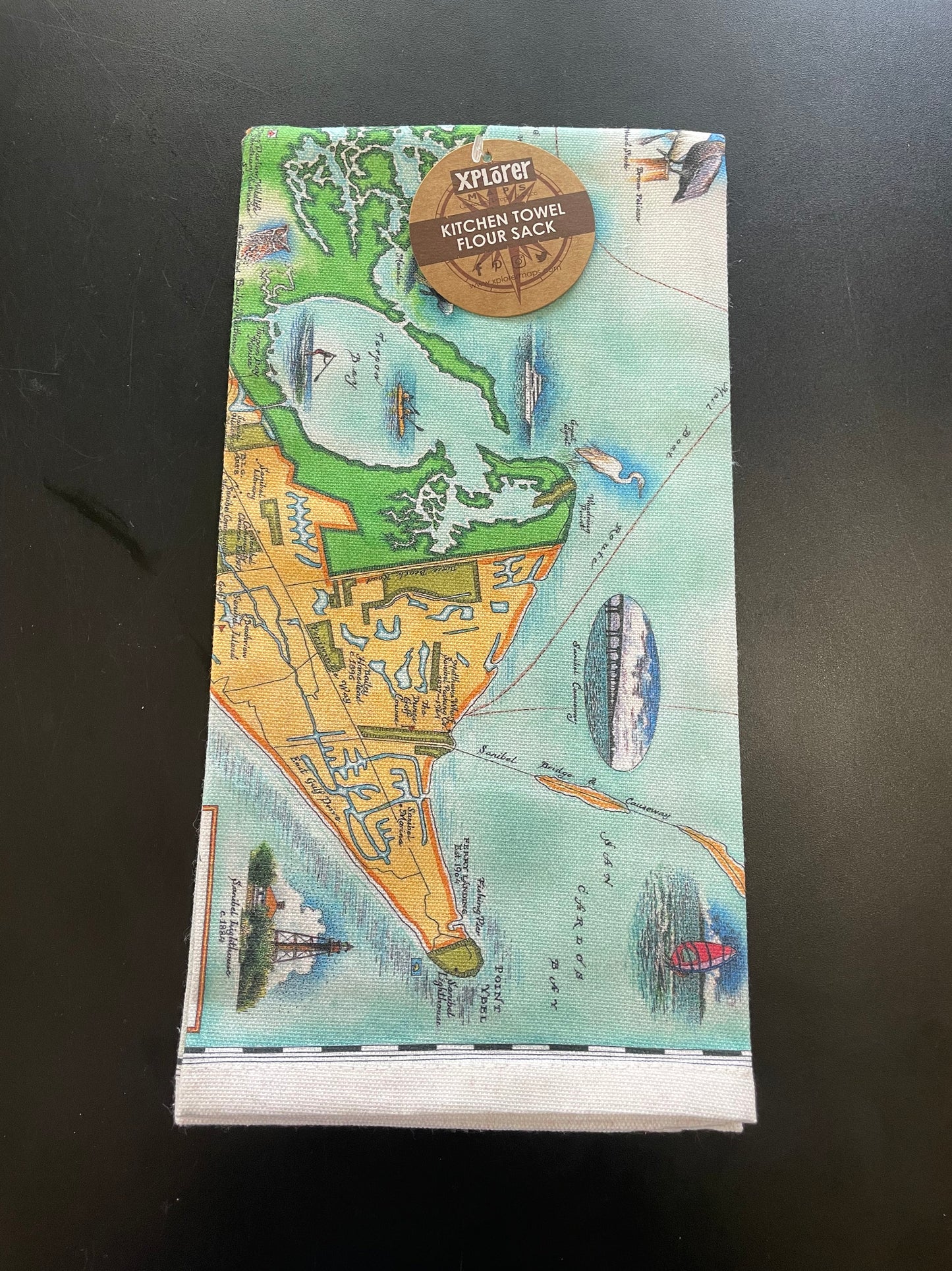 Sanibel Captiva Vintage Map Kitchen Towel by Xplorer Maps