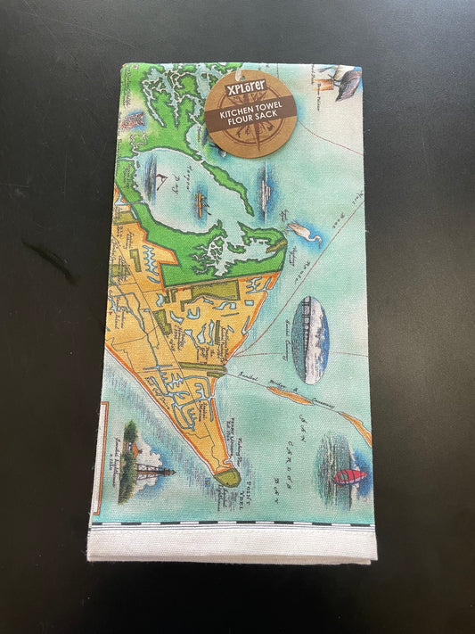 Sanibel Captiva Vintage Map Kitchen Towel by Xplorer Maps