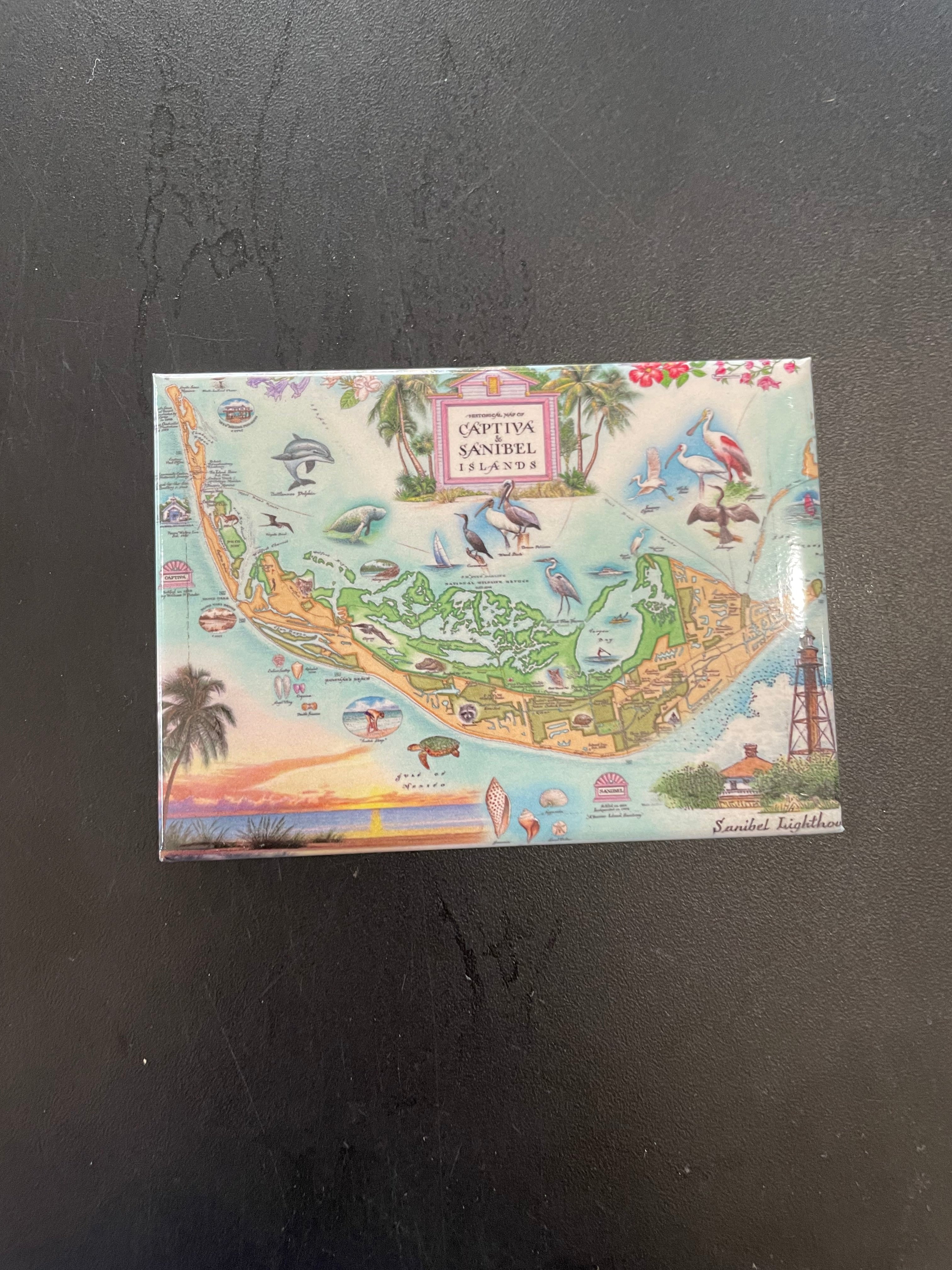 Sanibel Captiva Vintage Map Magnet by Xplorer Maps – Bailey's General Store