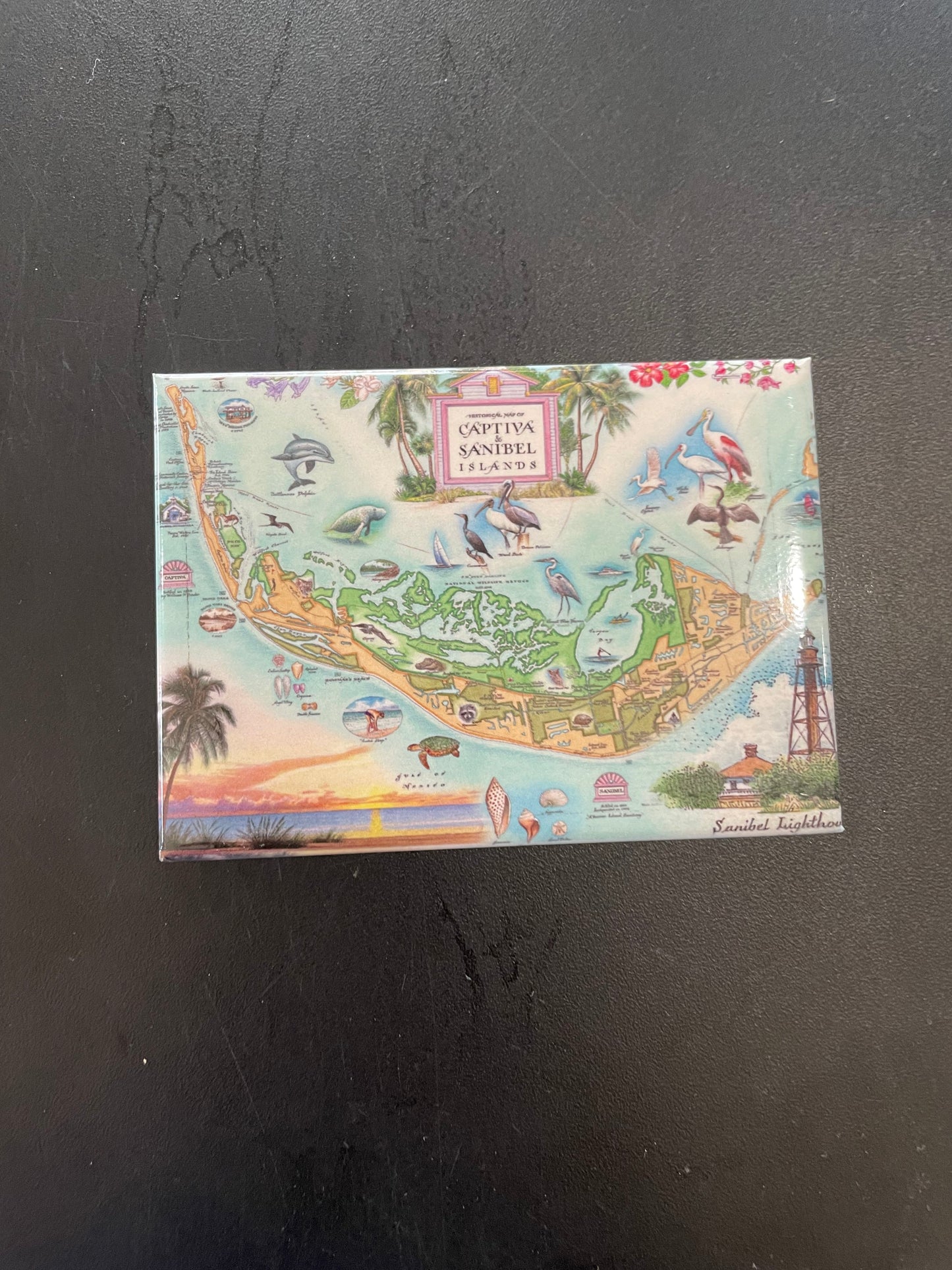Sanibel Captiva Vintage Map Magnet by Xplorer Maps