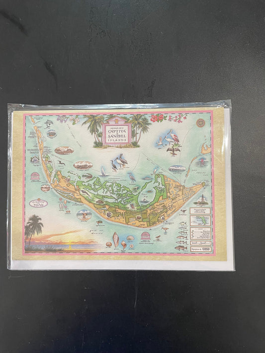 Sanibel Captiva Vintage Map Notecard by Xplorer Maps