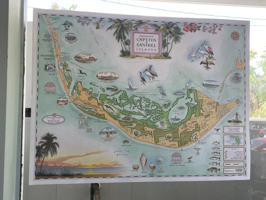 Sanibel Captiva Vintage Map Hand Drawn Map Poster by Xplorer Maps