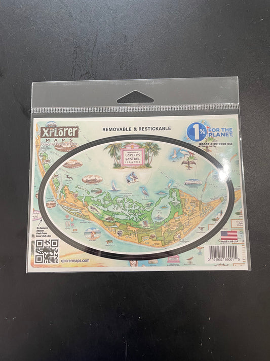 Sanibel Captiva Vintage Map Sticker by Xplorer Maps