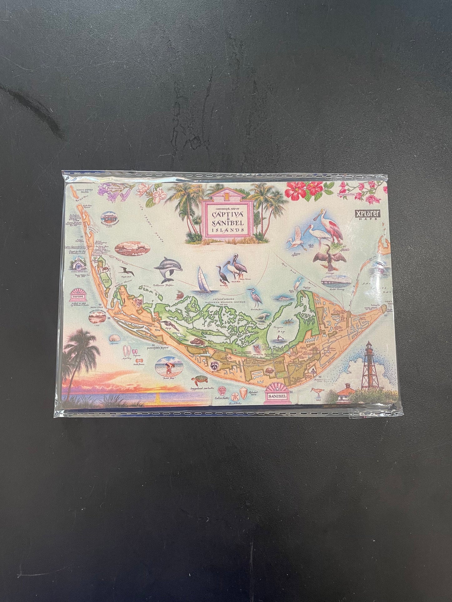 Sanibel Captiva Vintage Map Wooden Postcard by Xplorer Maps
