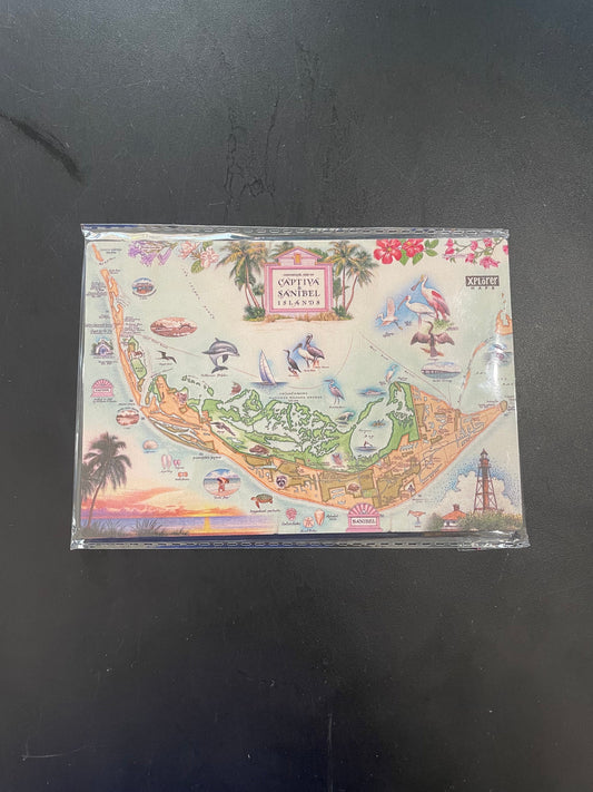 Sanibel Captiva Vintage Map Wooden Postcard by Xplorer Maps