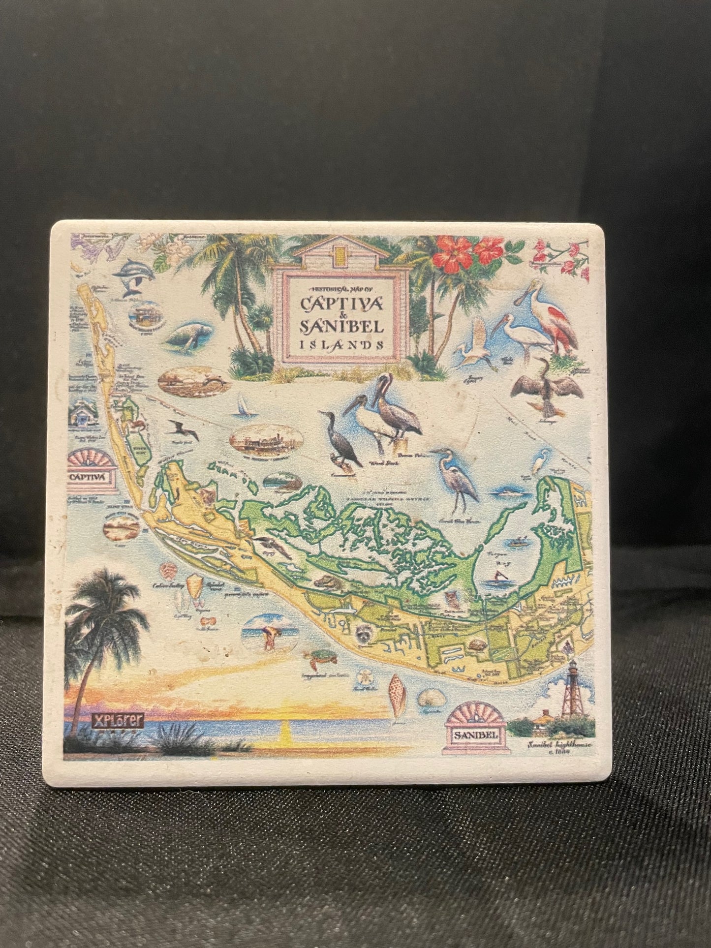 Sanibel Captiva Vintage Map Coaster by Xplorer Maps