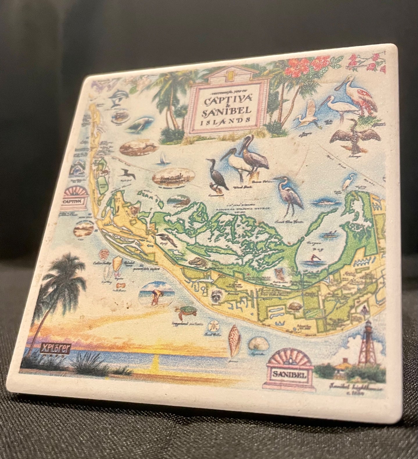 Sanibel Captiva Vintage Map Coaster by Xplorer Maps